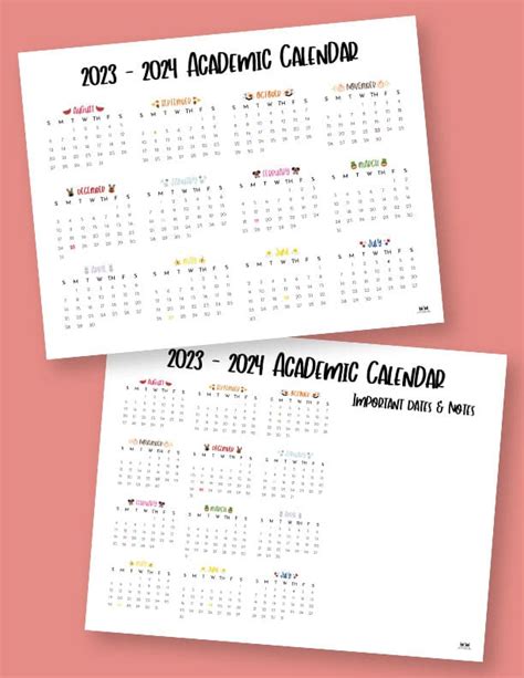 2023-2024 Academic Calendars - 15 FREE Printables | Printabulls
