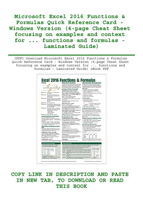 Image result for Excel 2016 Formulas PDF