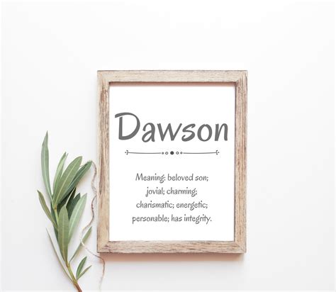 Dawson Baby Name Meaning Baby Names Nursery Sign Boy Names | Etsy