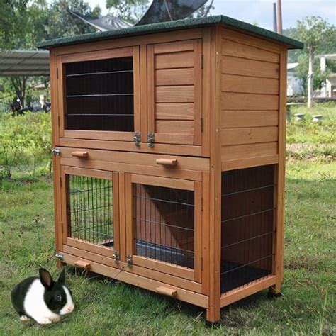 Buy BUNNY BUSINESS 2-Tier Rabbit Hutch and Run Guinea Pig House Cage ...