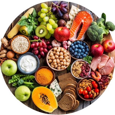 A round circle of food including fruits vegetables and nuts | Premium ...
