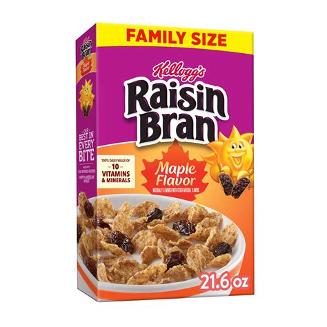 Kellogg's Raisin Bran Maple Cold Breakfast Cereal, Family Size, 21.6 oz ...