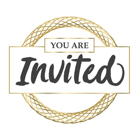 You're invited. Calligraphy text with elegant golden frame. Hand drawn ...