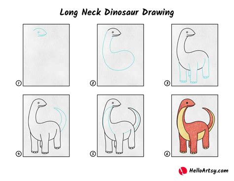 Long Neck Dinosaur Drawing - HelloArtsy