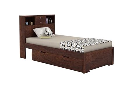 THE WOODEN CITY Solid Sheesham Wood Single Bed Cot with Storage ...