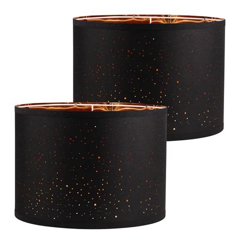 2Pcs Black Lamp Shades Set 13inch Drum Lampshades with Hollow Out ...