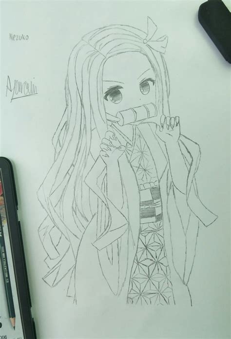 Pencil drawing of Nezuko : r/KimetsuNoYaiba