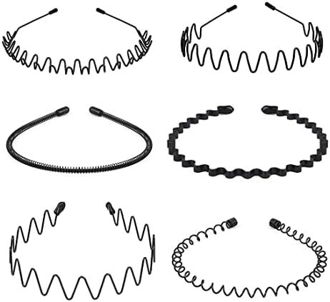 6 Pieces Metal Headbands Wavy Hairband Spring Hair Hoop Sports Fashion ...
