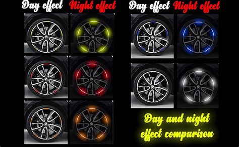 CSOK 20 Pcs Reflective Car Wheel Rim Stickers, Wheel Adhesive Strips ...