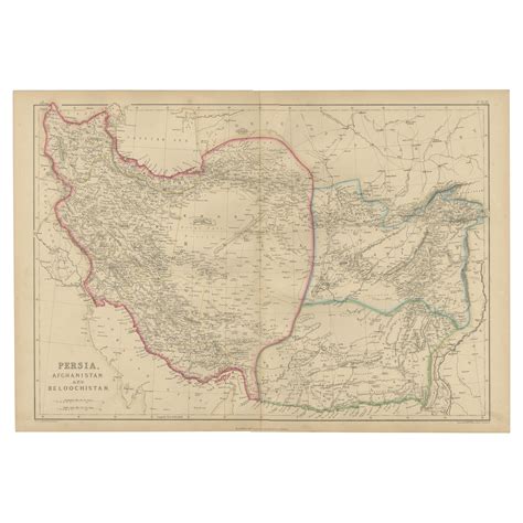 Antique Map of Turkey, Persia, Arabia, Balochistan and Afghanistan, 1872 at 1stDibs