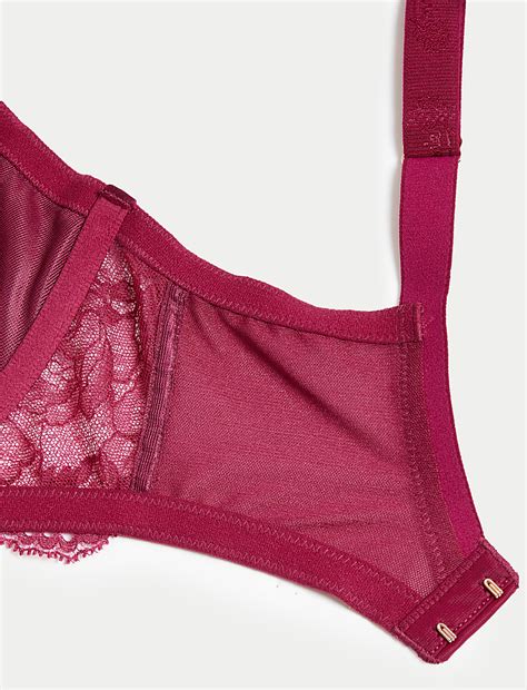 Buy Claret Silk & Lace Wired Full Cup Bra F-H at Marks & Spencer