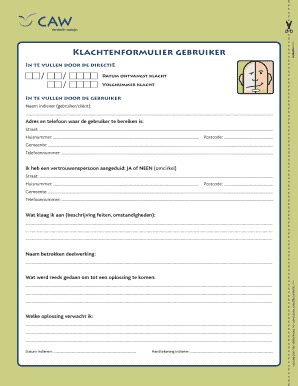 User Complaint Form - Leeg Invulbare Sjabloon | Vul In, Print ...