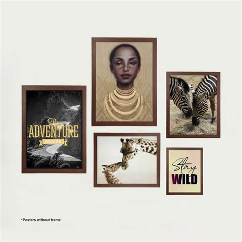 Buy Arsaa African Theme Gold Posters- Paper- Set of 5 from Home Centre ...