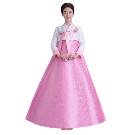 Buy Women Korean Traditional Long Sleeve Classic Hanboks Dress Cosplay ...