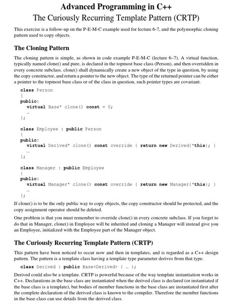 C++ The Curiously Recurring Template Pattern (CRTP) | PDF | Inheritance ...