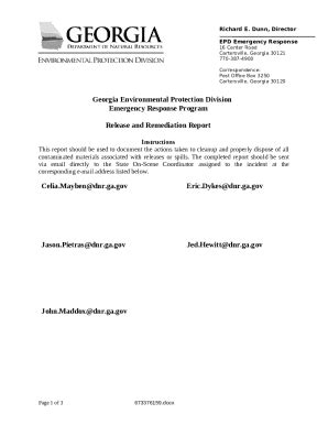 ERT Release and Remediation Report. Spill Reporting Doc Template ...