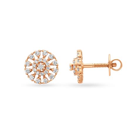Endearing Button Shaped Diamond Stud Earrings