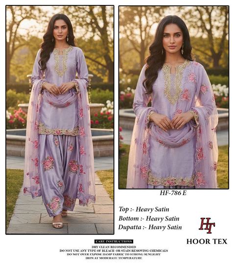 Hoor Tex 786 C To E Satin With Embroidered Salwar Kameez Collection