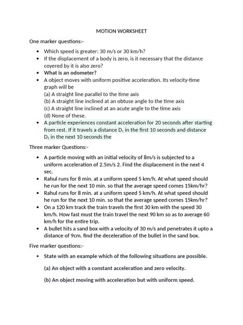 Motion Worksheet 的图像结果