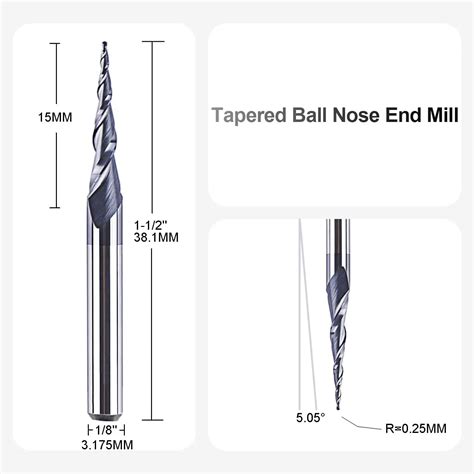 SpeTool 3D Carving R0.25mm 3.175mm shank 38.1mm long Tapered Ball Nose Router bit