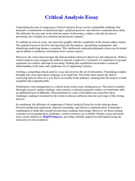 Critical Analysis Essay Example 的图像结果