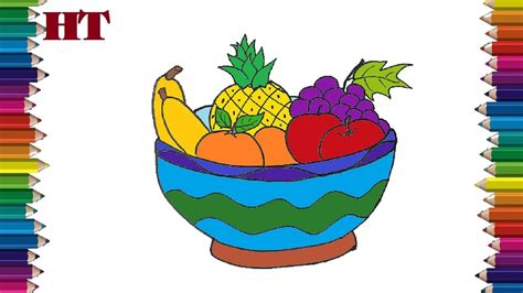 How to draw a fruit bowl | Fruits drawing easy - YouTube