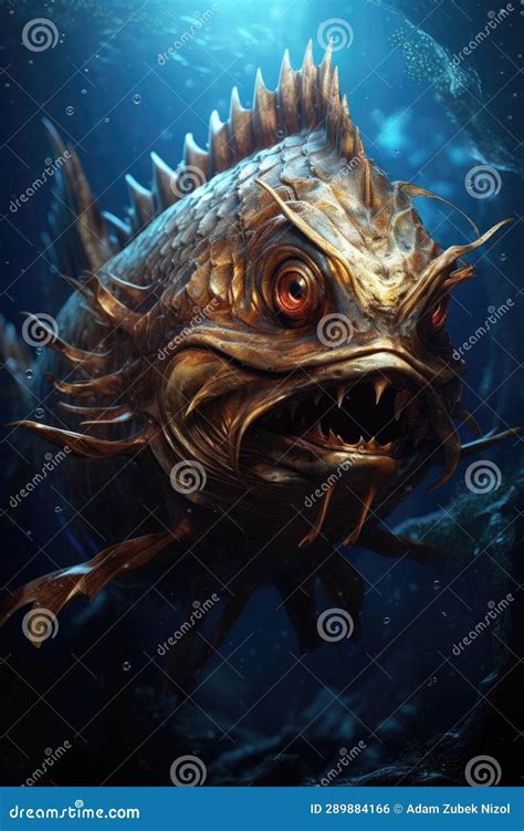 A Gold Fish with Sharp Teeth Stock Illustration - Illustration of ...