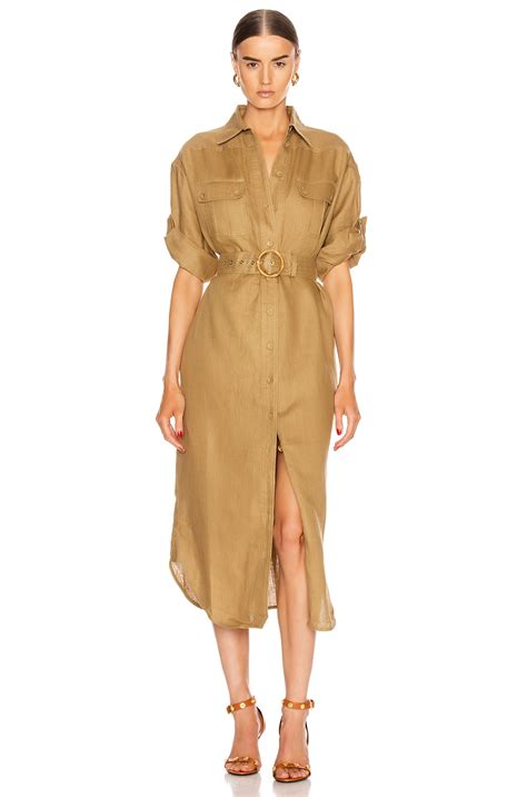 Zimmermann Super Eight Safari Midi Dress in Khaki | FWRD
