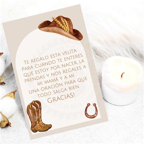 Spanish Baby Shower Favor, Candle Prayer Card, Recuerdo Para Baby ...
