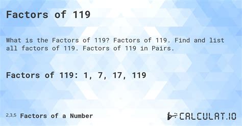 Factors of 119 - Calculatio