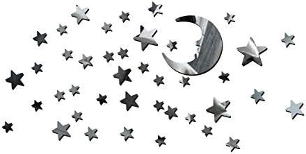 Sticker Hub Acrylic Wall Sticker Moon Stars DIY Acrylic Mirror Wall Art ...