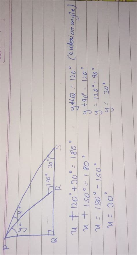 in the given figure PQ is perpendicular to QS find X and y if angle p r ...