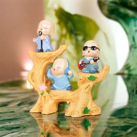 Buy Chocozone 3 Singing Monks Buddha Showpiece Home Décor Figurines ...