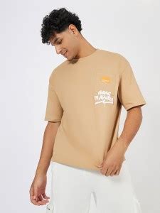 Styli Printed Men Round Neck Beige T-Shirt - Buy Styli Printed Men ...