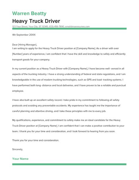 Best Cover Letter For Truck Driver Job at Sandra Moody blog