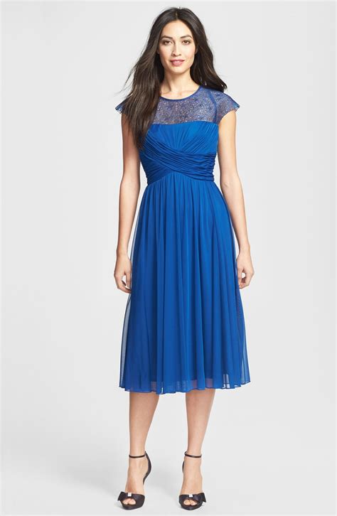 Alex Evenings Ruched Cap Sleeve Tea Length Dress | Nordstrom