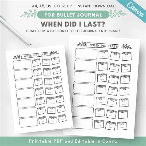 Printable When Did I Last Tracker, Task Reminder, Recurring Task Tracker, Monthly Yearly Chores ...