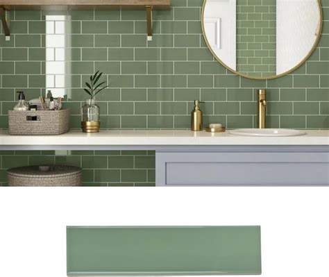 3X12 Olive Green Ceramic Subway Wall Tile Backsplash for Kitchen ...
