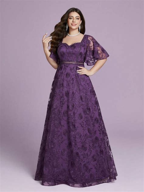 Plus Size Sweetheart Neck Embroidered Lace Beaded Ruffle Trim High-End ...
