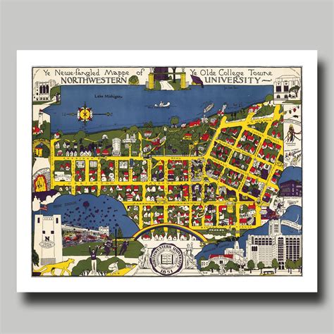 Northwestern University Map Vintage Print Poster - Etsy