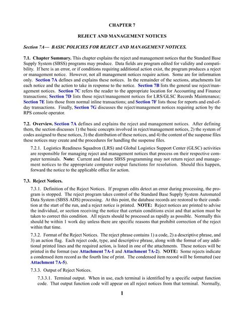 chapter 7 - reject and management notices - Air Force E-Publishing