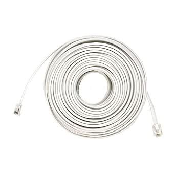Topzone 50 Ft 4C Telephone Line Extension Cord Cable Foot for any Phone ...