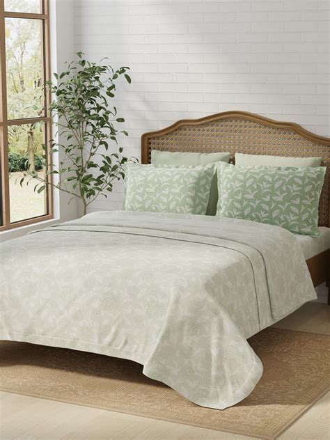 100% Cotton 180 TC, King Size Green Bedsheet with 2 Pillow Covers, Pur
