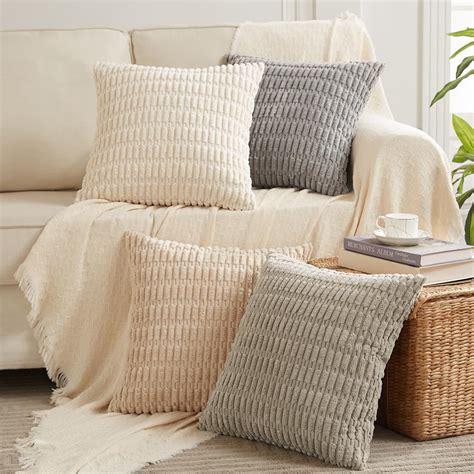 Fancy Homi 4 Packs Neutral Decorative Throw Pillow Covers 18x18 ...