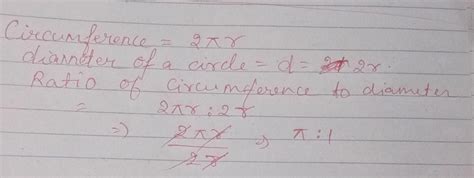 The ratio of circumfrence and diameter of a circle is (a) 2 π : 1 (b ...