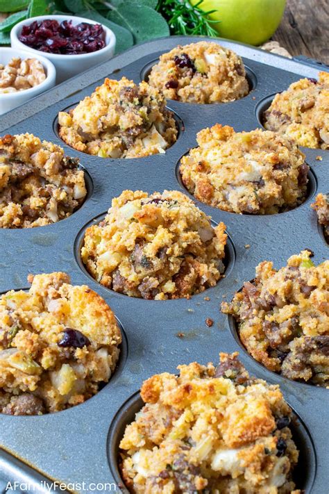 Cornbread Sausage Stuffing Muffins | Sausage cornbread stuffing ...