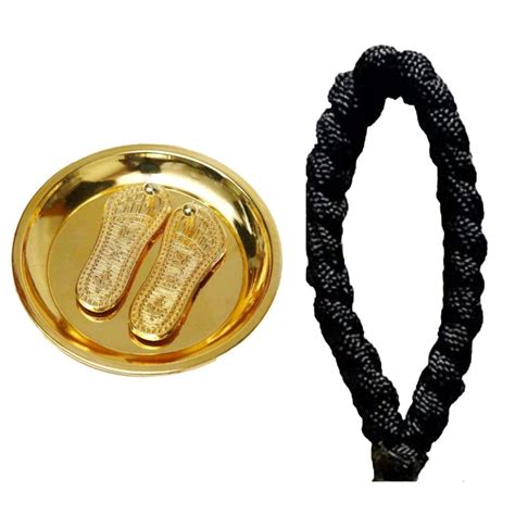 Buy WIFFO Brass Shri Maa Lakshmi Charan Paduka with Plate and Raksha ...