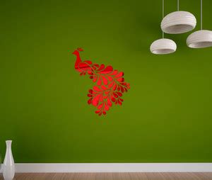 ADVAIT DESIGNS 15 cm beautiful peacock red acrylic sticker Self ...