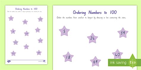 Ordering Numbers to 100- Stars