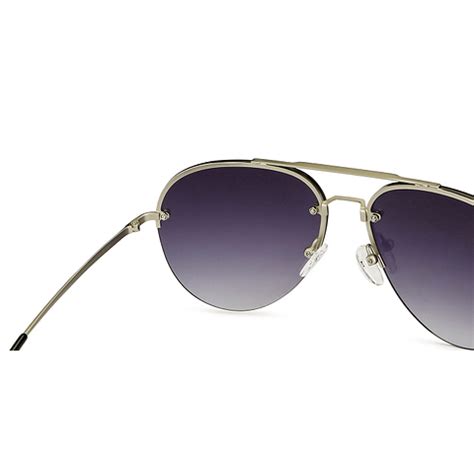 Buy Silver Black Blue Gradient Half Rim Aviator Vincent Chase The Metal ...